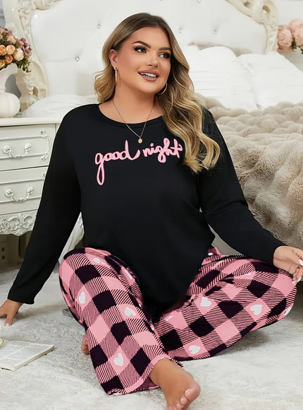 jkthpu-45 A Pajama Set Featuring a Long-Sleeve Crew Neck