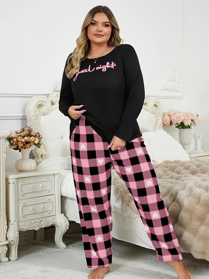 A Pajama Set Featuring a Long-Sleeve Crew Neck