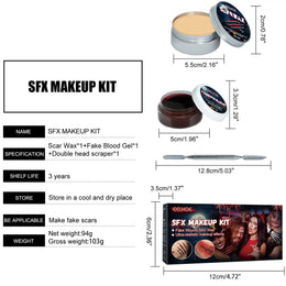 KissICON A Professional Halloween Makeup Kit Fake Wound Scar Fake Blood Paint Scar Wax Halloween Special Effect Make Up Halloween Cosmetics