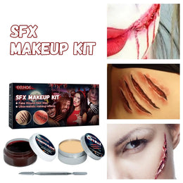 KissICON A Professional Halloween Makeup Kit Fake Wound Scar Fake Blood Paint Scar Wax Halloween Special Effect Make Up Halloween Cosmetics