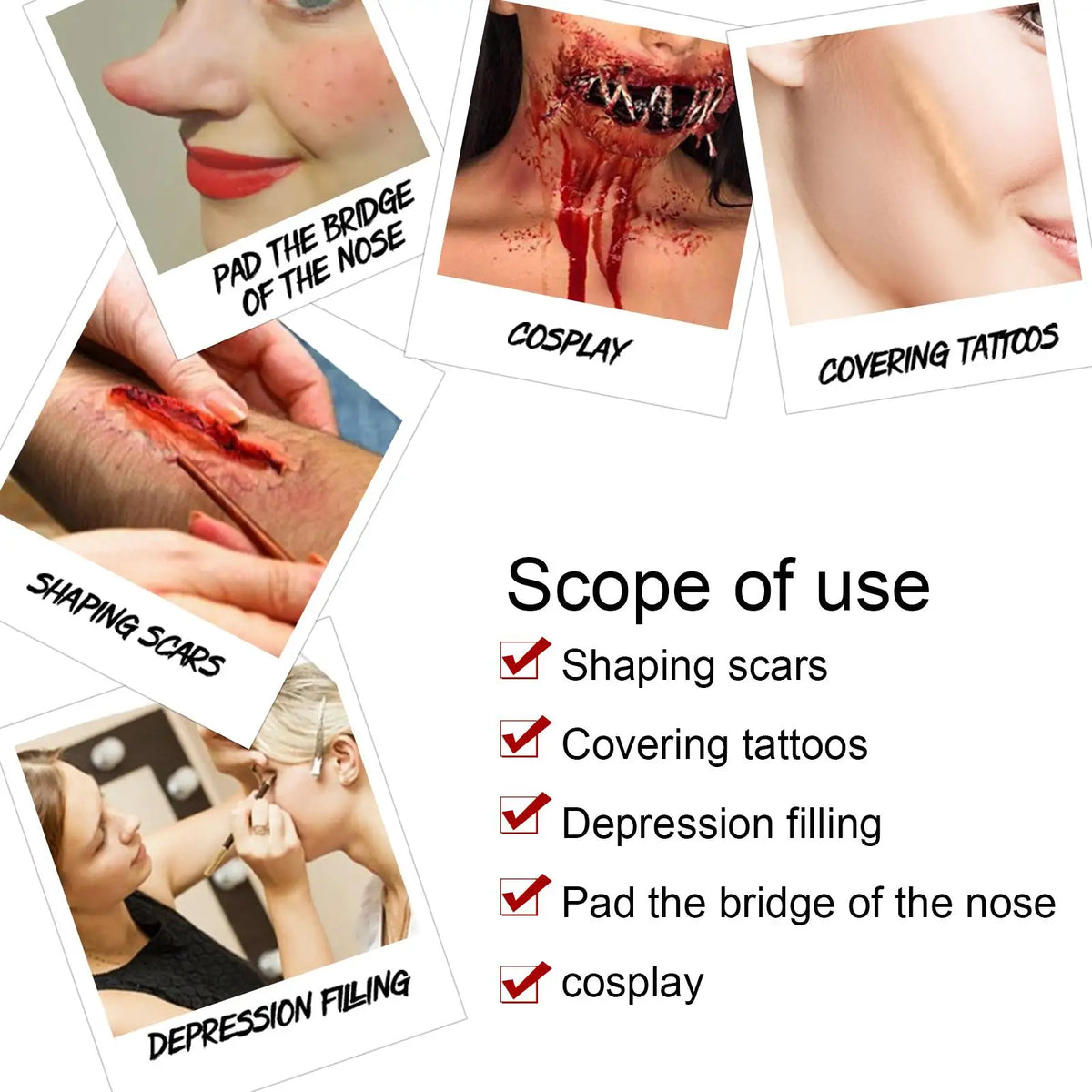 KissICON A Professional Halloween Makeup Kit Fake Wound Scar Fake Blood Paint Scar Wax Halloween Special Effect Make Up Halloween Cosmetics