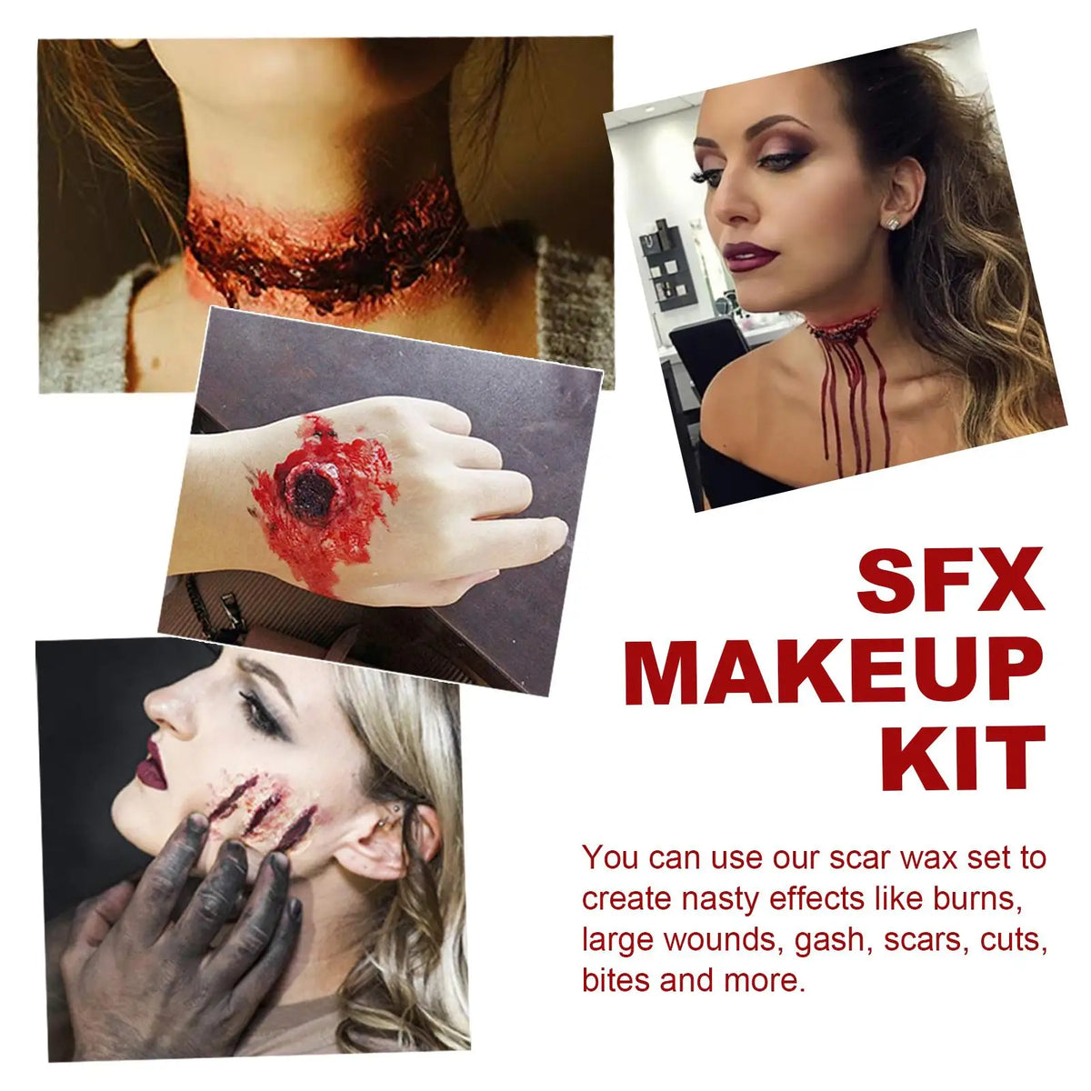KissICON A Professional Halloween Makeup Kit Fake Wound Scar Fake Blood Paint Scar Wax Halloween Special Effect Make Up Halloween Cosmetics