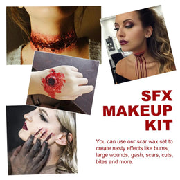 KissICON A Professional Halloween Makeup Kit Fake Wound Scar Fake Blood Paint Scar Wax Halloween Special Effect Make Up Halloween Cosmetics
