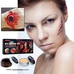 KissICON A Professional Halloween Makeup Kit Fake Wound Scar Fake Blood Paint Scar Wax Halloween Special Effect Make Up Halloween Cosmetics