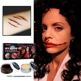 KissICON A Professional Halloween Makeup Kit Fake Wound Scar Fake Blood Paint Scar Wax Halloween Special Effect Make Up Halloween Cosmetics