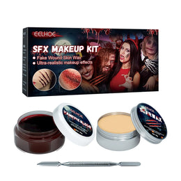 KissICON A Professional Halloween Makeup Kit Fake Wound Scar Fake Blood Paint Scar Wax Halloween Special Effect Make Up Halloween Cosmetics