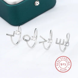 KissICON A / resizable KissIcon 26 A Z Open Adjustable Ring 925 Silver Plated Gift