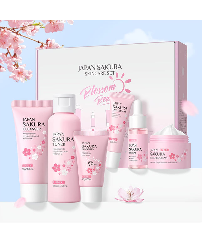 KissICON (A): Sakura 6pcs/Box Laikou Sakura 6piece Skincare Set – Hydrate Brighten