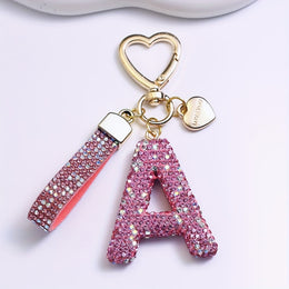 KissICON A Sparkling Pink  White Initial PVC Keychain Gift