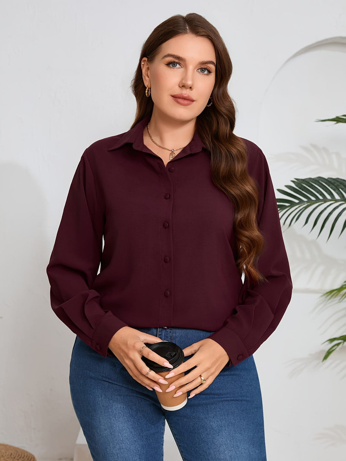 KissICON A Stylish Solid Color Polyester Shirt for Women.