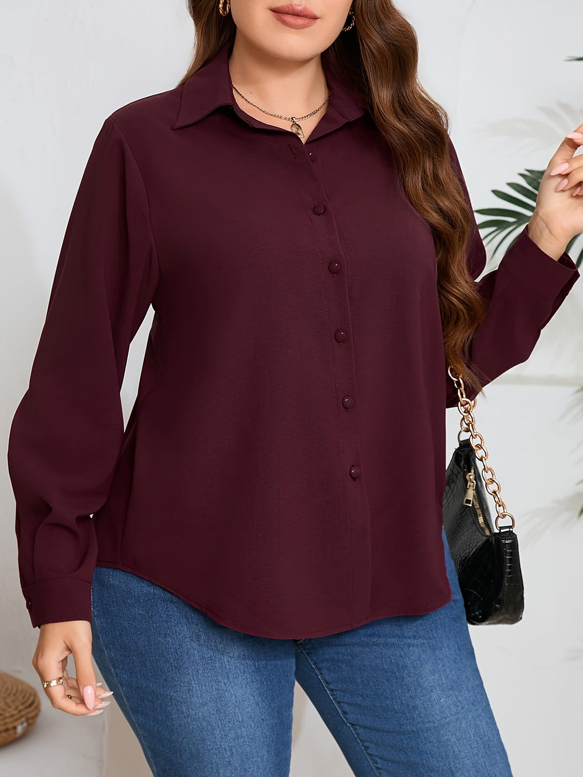 KissICON A Stylish Solid Color Polyester Shirt for Women.