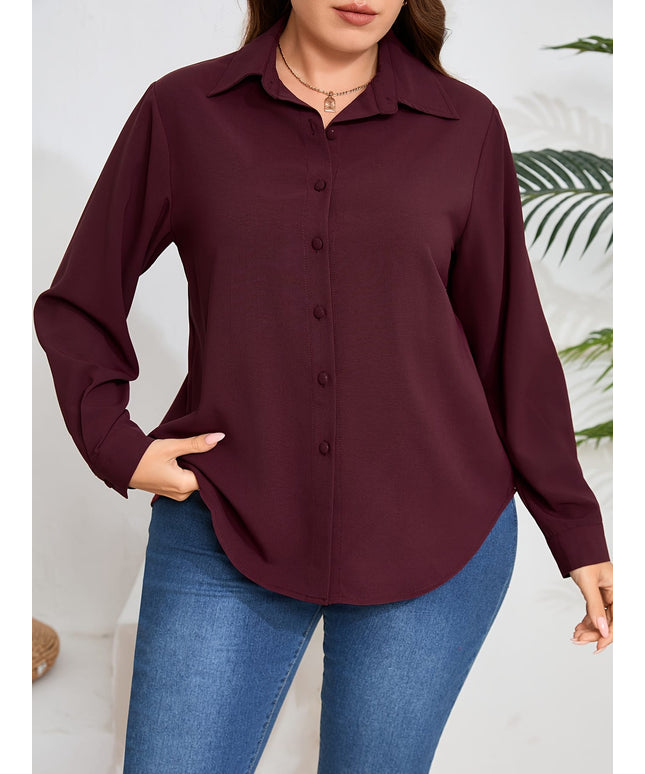 KissICON A Stylish Solid Color Polyester Shirt for Women.
