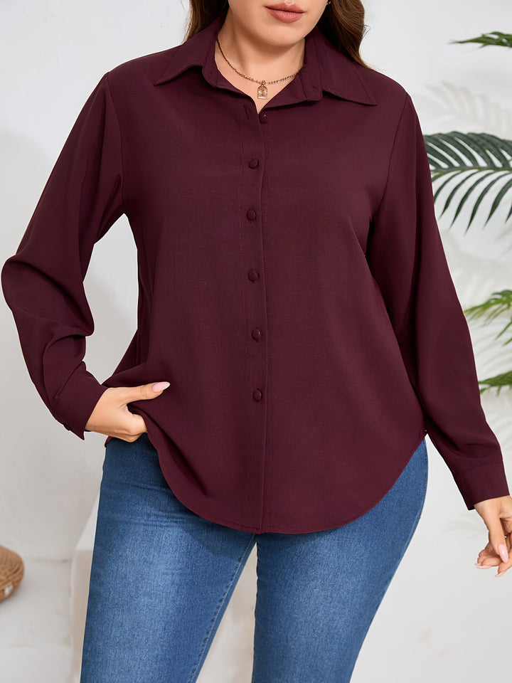 A Stylish Solid Color Polyester Shirt for Women.