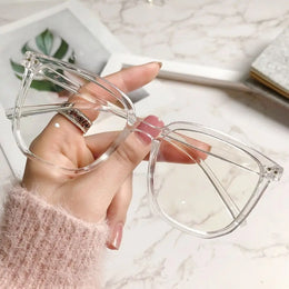 KissICON A-Transparent Large Square Frame Anti-Blue Light Glasses Fashion Retro Men Women Computer Goggles Reading Eyeglasses Optical Spectacle Eyewear