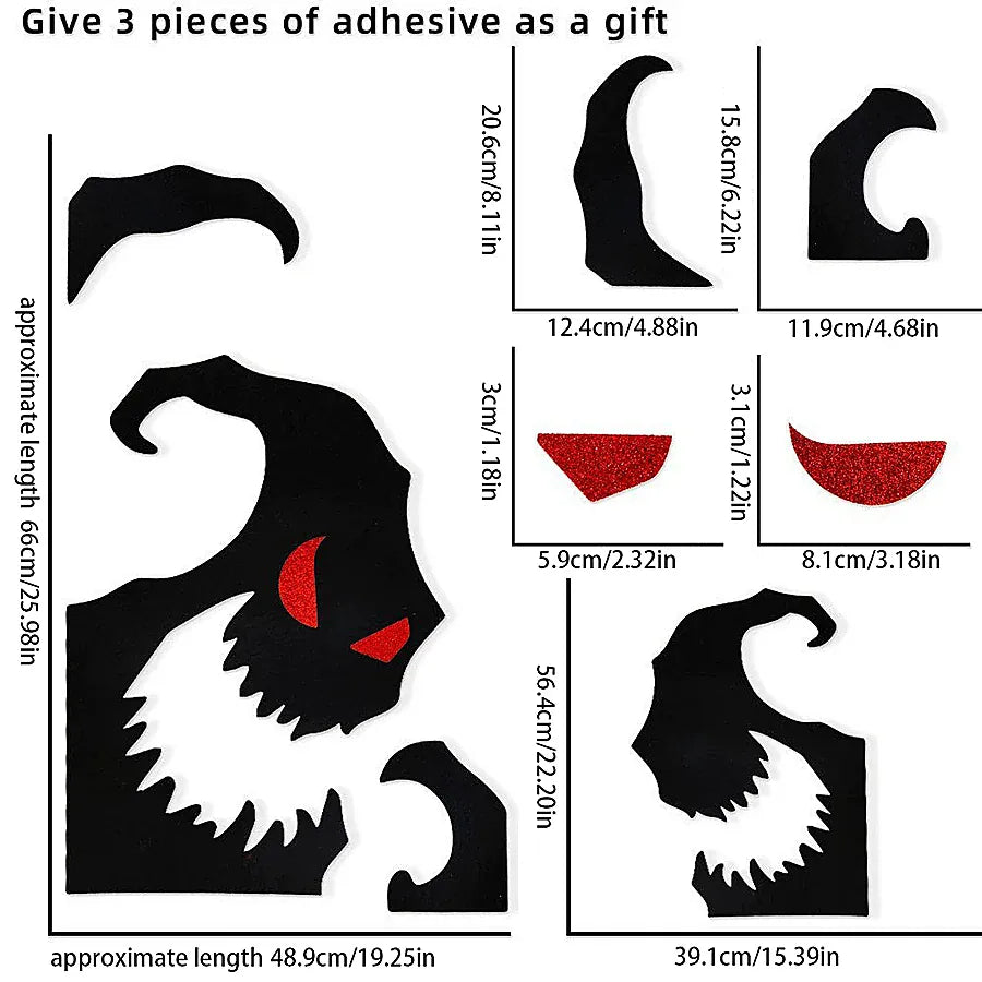 KissICON A01 Halloween Decoration Room Door Stickers Window Decor Skeleton Hand Pumpkin DIY Devil Witch Hat Glass Window Stickers Ghost