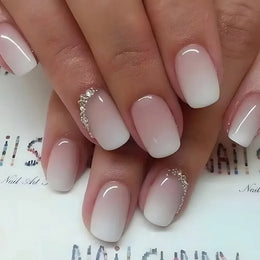 KissICON A176-5 24Pcs Oval Short Pink Press on Nails Simple