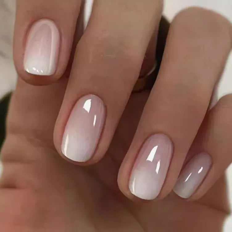 KissICON A185-3 24Pcs Oval Short Pink Press on Nails Simple
