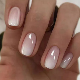 KissICON A185-3 24Pcs Oval Short Pink Press on Nails Simple