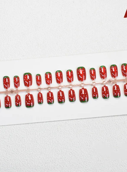 KissICON A2 💋 Watermelon Strawberry False Nails Set - Easy