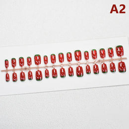 KissICON A2 💋 Watermelon Strawberry False Nails Set - Easy