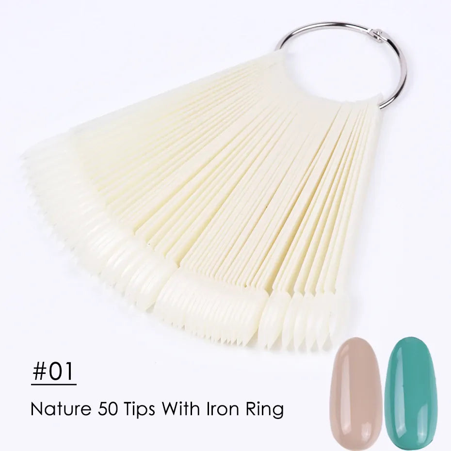 KissICON A23-01 💋 50Pcs False Nail Tips Clear Chart Oval