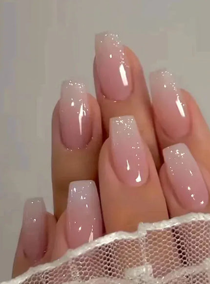 KissICON A522-6 24Pcs Oval Short Pink Press on Nails Simple