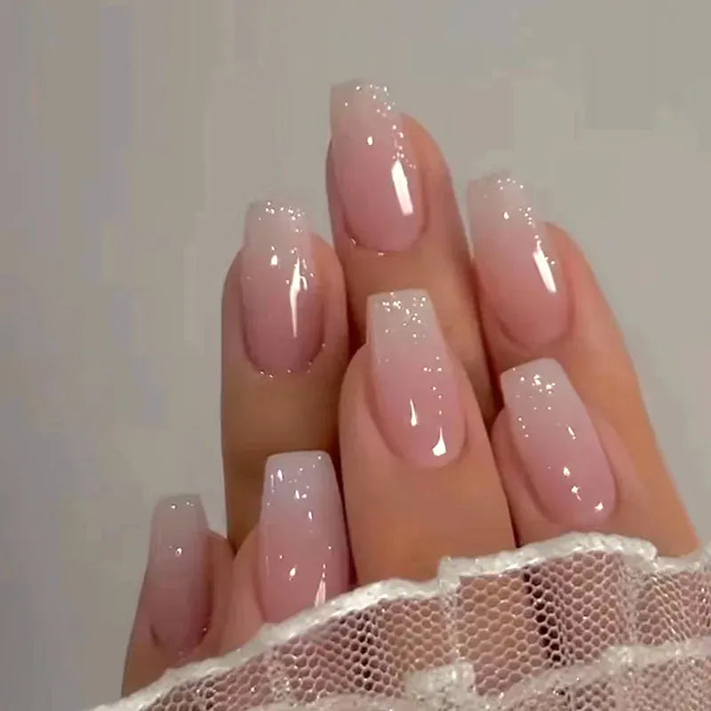 KissICON A522-6 24Pcs Oval Short Pink Press on Nails Simple
