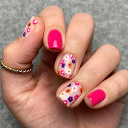 KissICON A621 KissIcon Short Almond Press-On Nails Floral Tip -