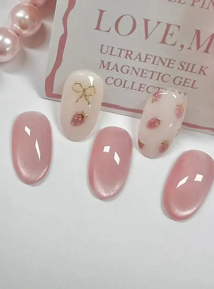 KissICON A628-4 24Pcs Oval Short Pink Press on Nails Simple