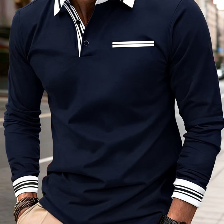 ColorBlocked Soft Fabric Polo Casual Business  Vacation Breathable Wear