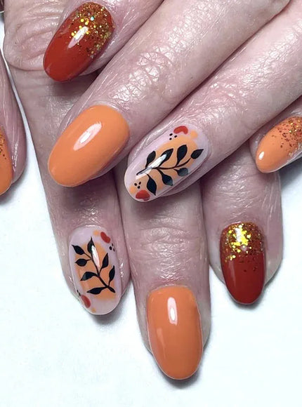 KissICON A741 KissIcon Short Almond Press-On Nails Floral Tip -