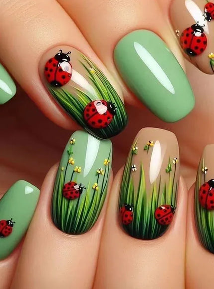 KissICON A811 KissIcon Short Almond Press-On Nails Floral Tip -