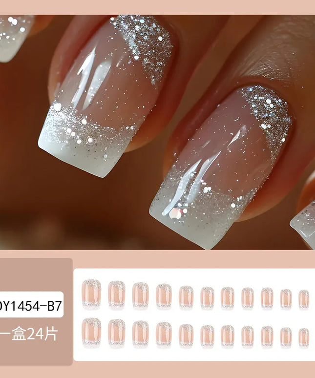 KissICON AA1 KissIcon Sparkling White Edge French Nails - Detachable