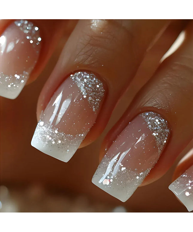 KissICON AA1 KissIcon Sparkling White Edge French Nails - Detachable