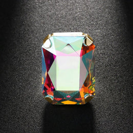 KissICON AB / Gold-color Kissicon Bohemian Blue Square Ring – Colorful Crystal