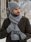 Gray three-piece suit (hat + scarf + gloves)