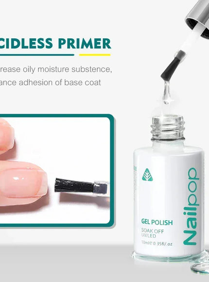 KissICON Acidless Primer Nailpop 10ml Rubber Base Gel Top Coat Soak