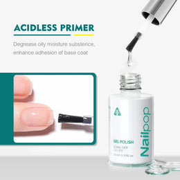 KissICON Acidless Primer Nailpop 10ml Rubber Base Gel Top Coat Soak