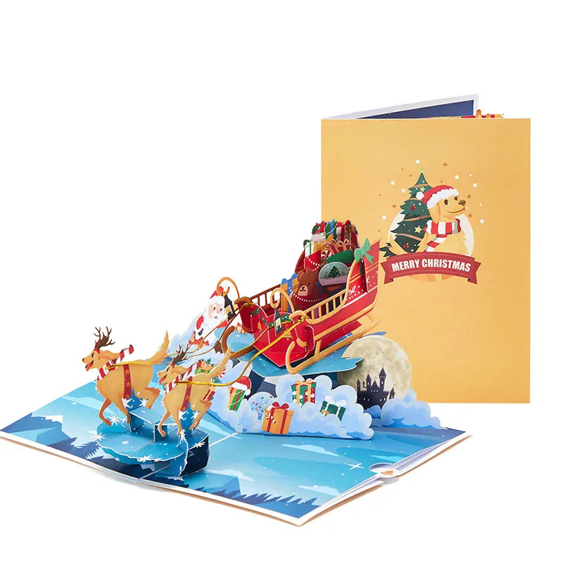 KissICON AD-CWH-003 Christmas Tree Greeting Cards Cat Xmas Party Three-dimensional Pop Up Card 3D Postcard With Envelope Holiday Supplies