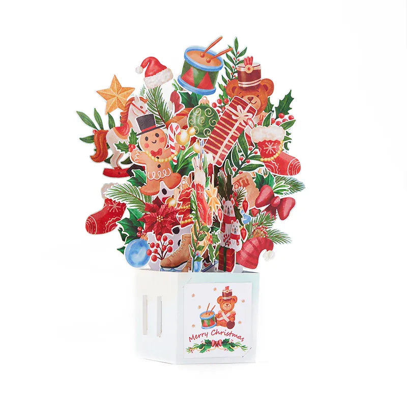 KissICON AD-CWH-011 Christmas Tree Greeting Cards Cat Xmas Party Three-dimensional Pop Up Card 3D Postcard With Envelope Holiday Supplies