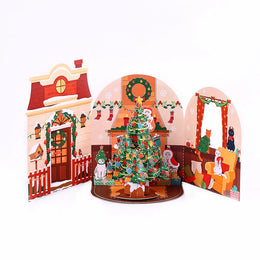 KissICON AD-GXT-038 Christmas Tree Greeting Cards Cat Xmas Party Three-dimensional Pop Up Card 3D Postcard With Envelope Holiday Supplies