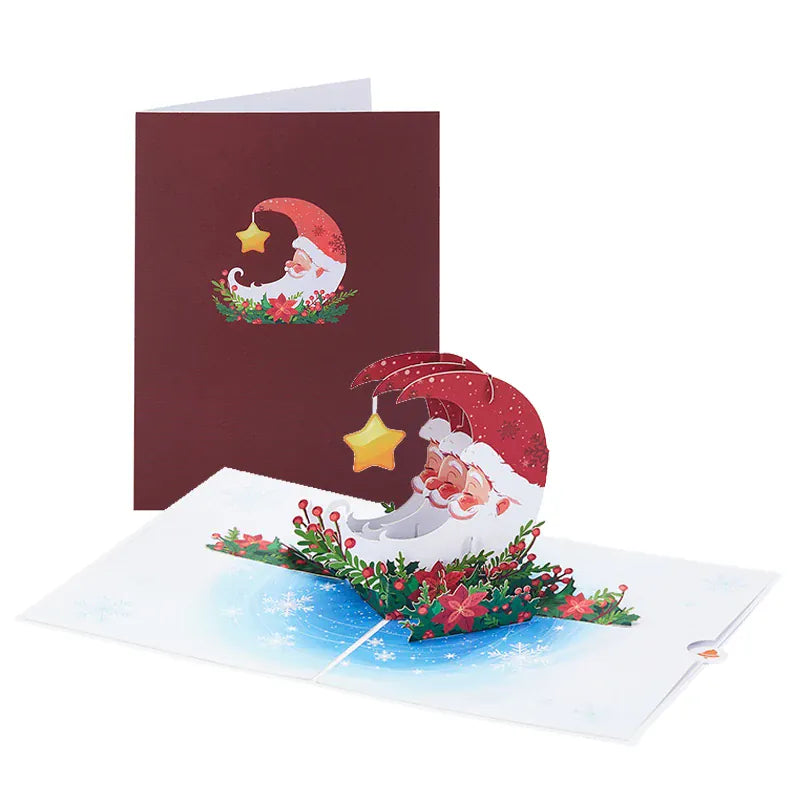 KissICON AD-LJJ-093 Christmas Tree Greeting Cards Cat Xmas Party Three-dimensional Pop Up Card 3D Postcard With Envelope Holiday Supplies