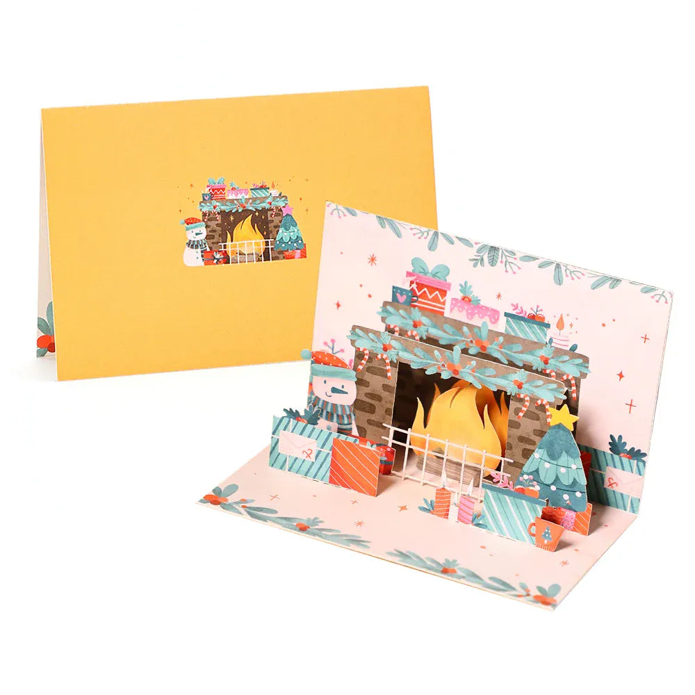 KissICON AD-WK-007 Christmas Tree Greeting Cards Cat Xmas Party Three-dimensional Pop Up Card 3D Postcard With Envelope Holiday Supplies