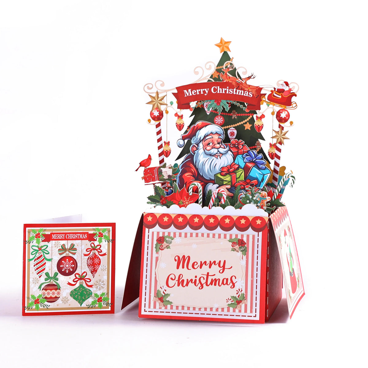 KissICON AD-ZXN-021 Christmas Tree Greeting Cards Cat Xmas Party Three-dimensional Pop Up Card 3D Postcard With Envelope Holiday Supplies