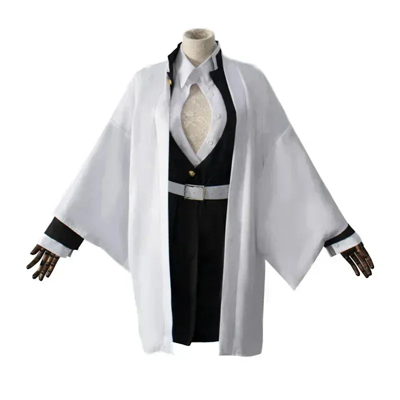 KissICON Adult Children Anime Kanroji Mitsuri Cosplay Costume Kimono Haori Dress Wig Clothes Halloween Costume for Adult Children