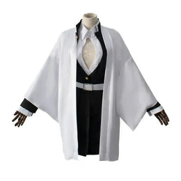 KissICON Adult Children Anime Kanroji Mitsuri Cosplay Costume Kimono Haori Dress Wig Clothes Halloween Costume for Adult Children