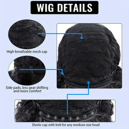 KissICON Afro Kinky Curly Wig Elastic Cap
