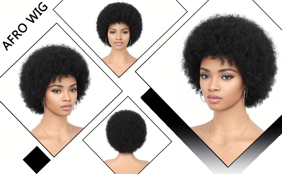 KissICON Afro Kinky Curly Wig Elastic Cap