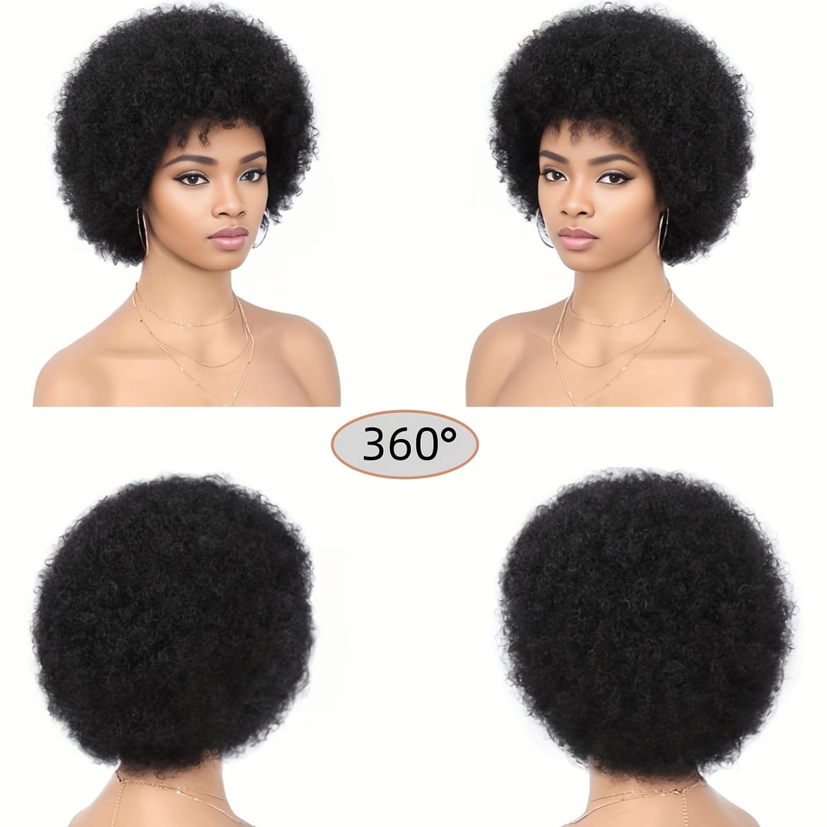 KissICON Afro Kinky Curly Wig Elastic Cap