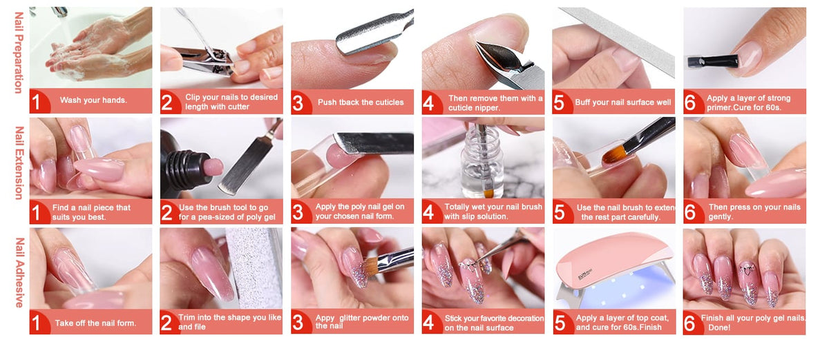 KissICON All-In-One Poly Gel Kit KissIcon YEVYO 6-Color Poly Gel Nail Kit -